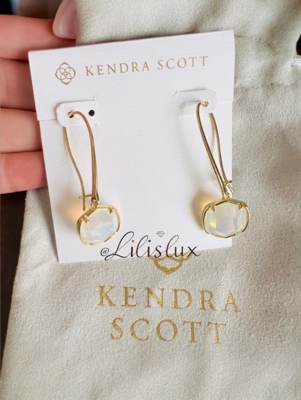 Kendra Scott Davis Gold Plated Fishhook Style Opalite Earrings